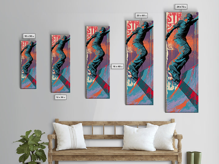 Skate Ramp Pattern Canvas Print, Street Art, Boho Decor, Living Room Decor, Oil Painting, Urban, Custom Portrait, Wall Hangings, STR-1x3-82