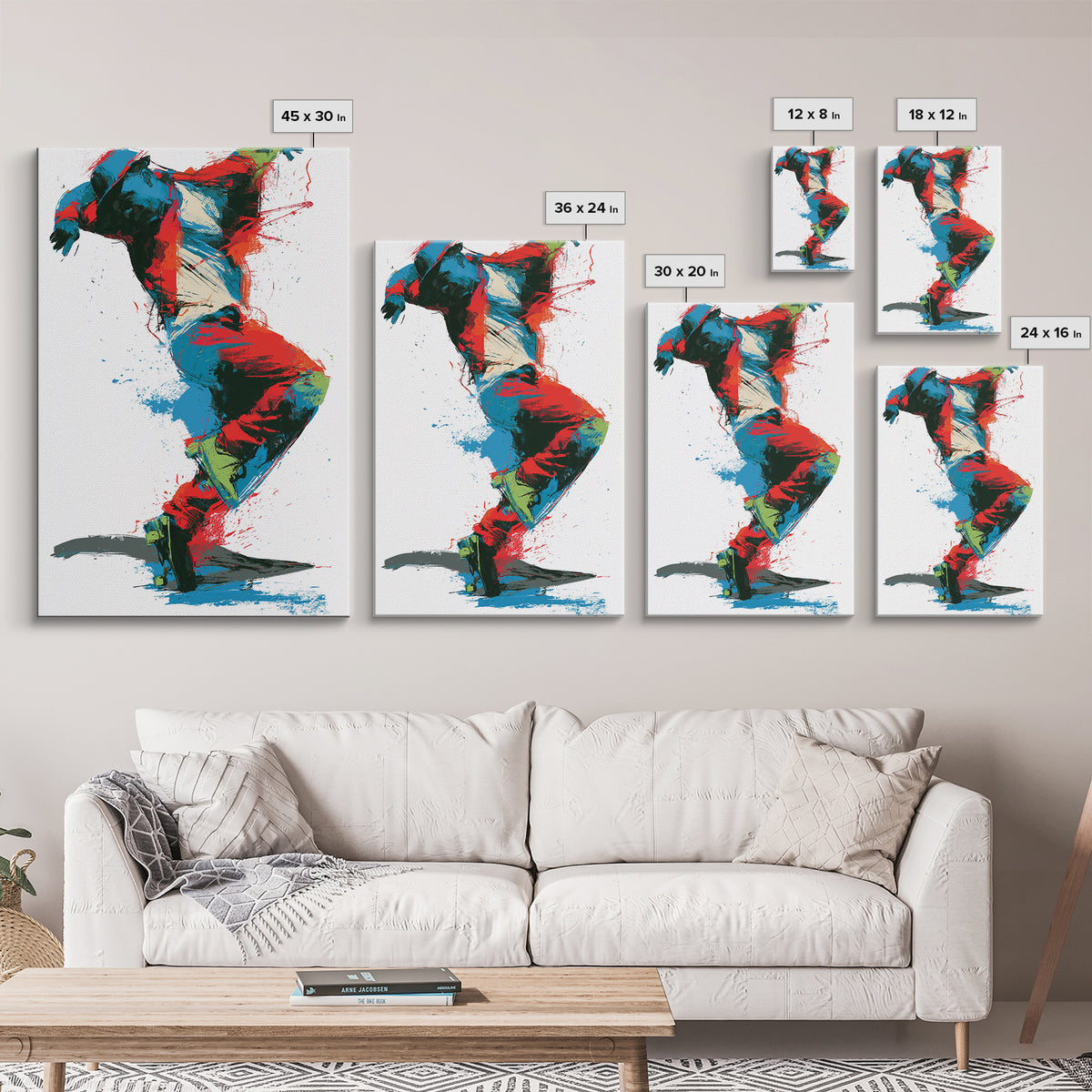 Breakdancer Frozen in Energetic Motion Framed Canvas Print, Street Art, Living Room Decor, Abstract Art, Urban, STR-2x3-2