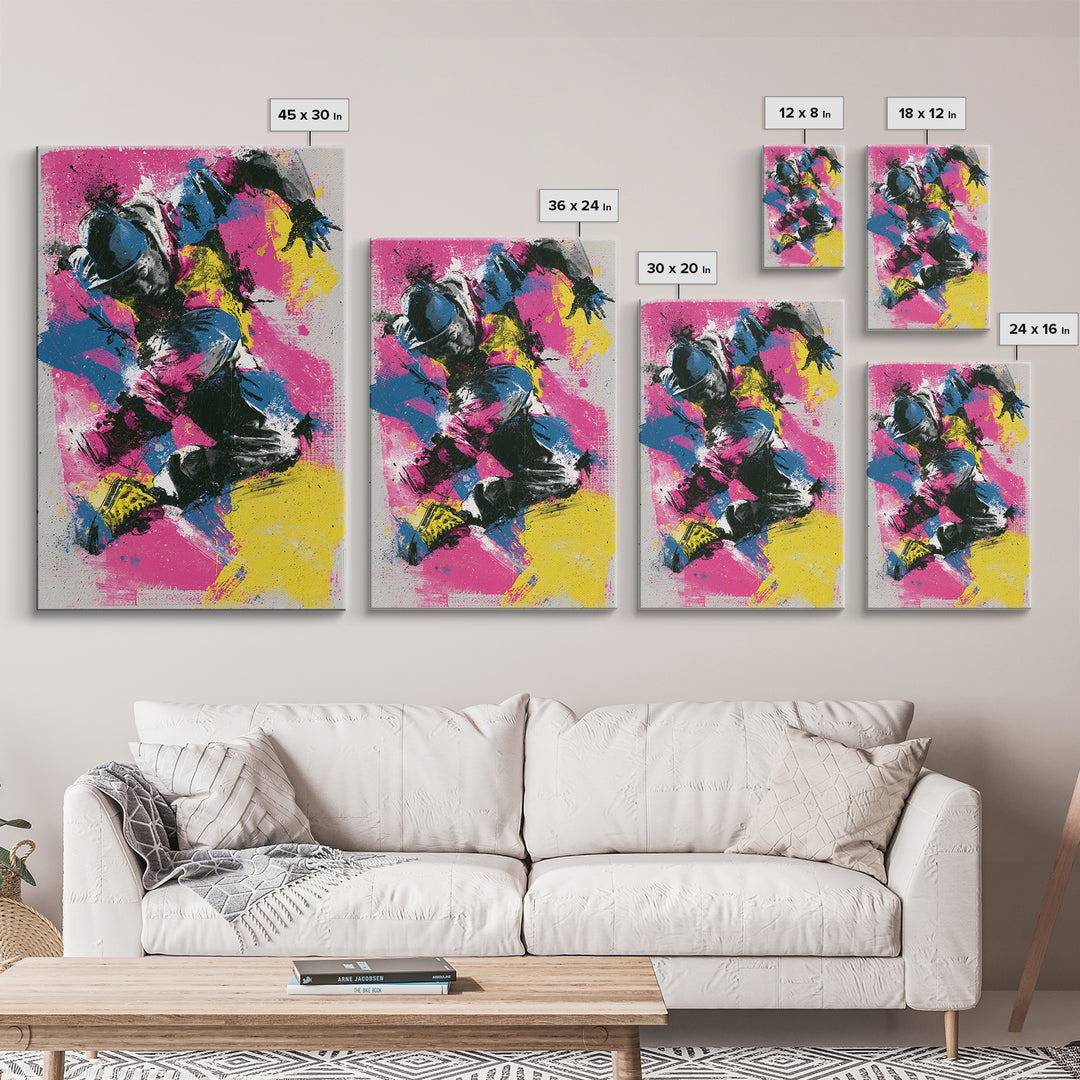 Breakdancer Frozen in Energetic Motion Canvas Print, Street Art, Art, Living Room Decor, Fine Art, Urban, Watercolor Painting, STR-2x3-50