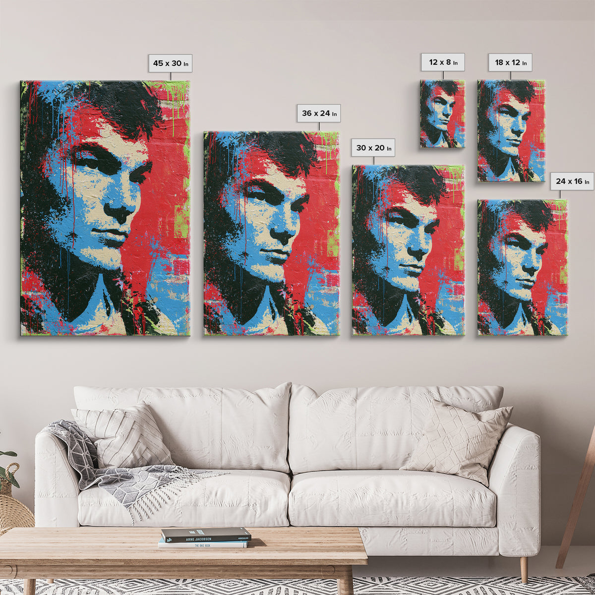 Bold Stencil Portrait Canvas Print, Street Art, Bar Art, Living Room Decor, Fine Art, Urban, Fine Art Print, Statement Artwork, STR-2x3-81