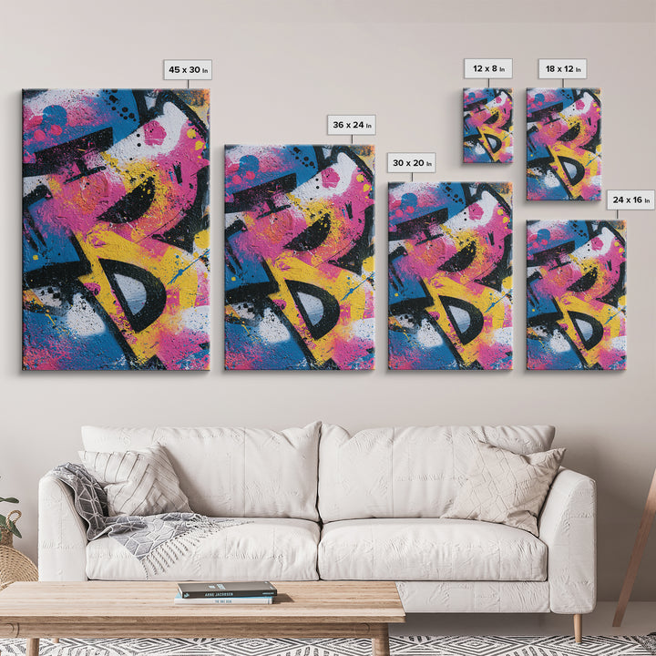 Wildstyle Arrows and Abstract Letter Forms Without Framed Canvas Print, Street Art, Modern Art, Living Room Decor, Urban, STR-2x3-97