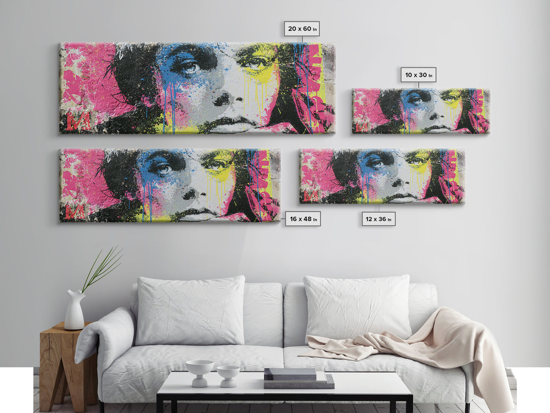 Bold Stencil Portrait Canvas Print, Street Art, Graffiti Art, Living Room Decor, Fine Art, Urban, Minimalist Decor, Wall Art, STR-3x1-41