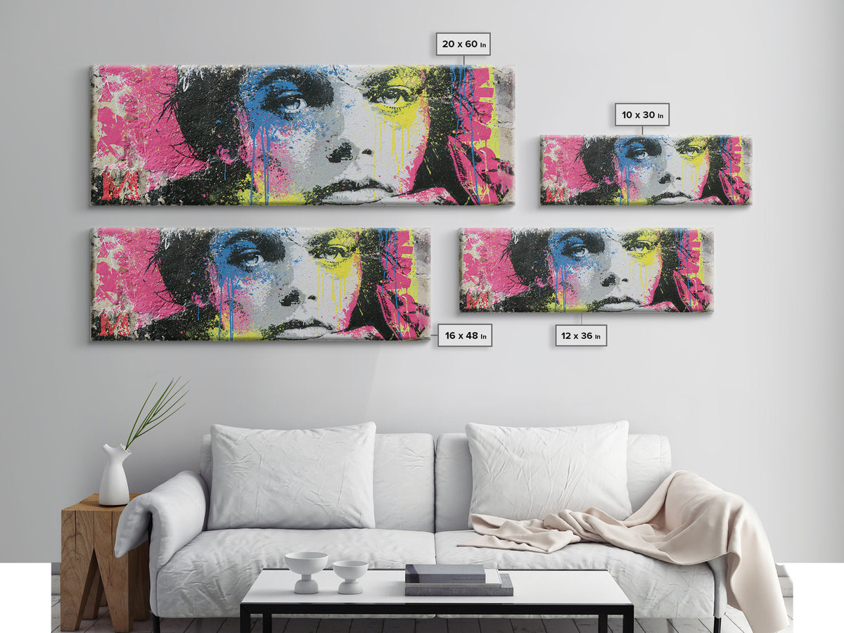 Bold Stencil Portrait Canvas Print, Street Art, Graffiti Art, Living Room Decor, Fine Art, Urban, Minimalist Decor, Wall Art, STR-3x1-41