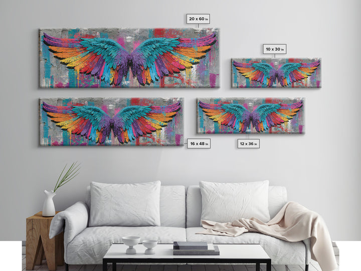 Graffiti Angel Wings Canvas Print, Street Art, Abstract, Living Room Decor, Fine Art, Urban, Luxury Decor, Art Print, STR-3x1-45