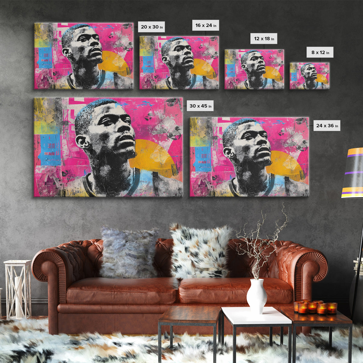 Street Basketball Player Framed Canvas Print, Street Art, Canvas Print, Living Room Decor, Fine Art, Urban, Graffiti Art, STR-3x2-10
