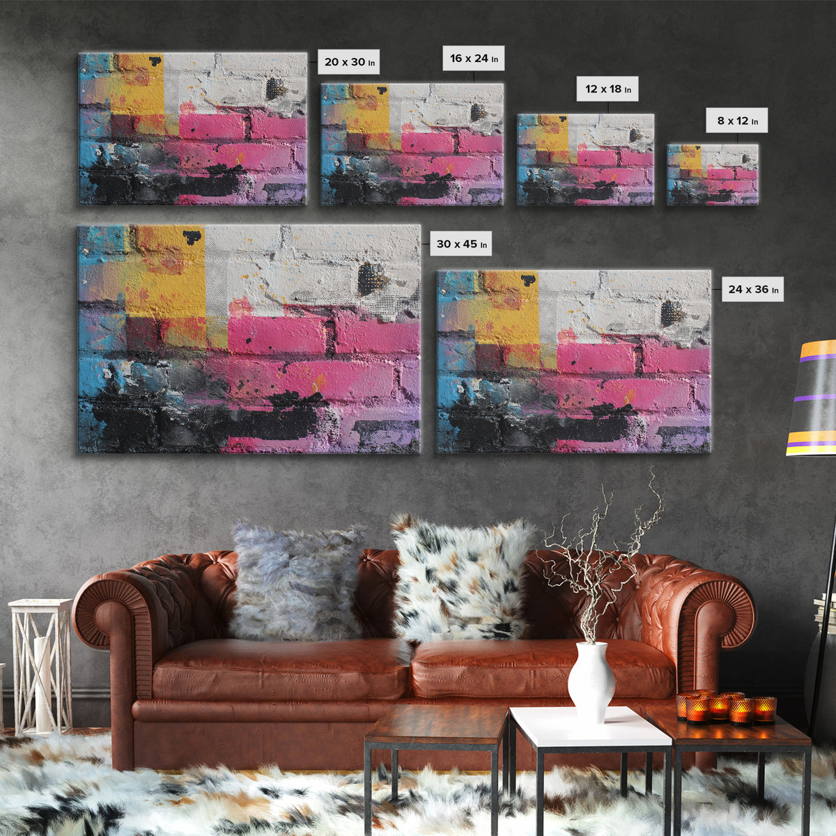 Brick Wall Texture Canvas Print, Street Art, Original Artwork, Living Room Decor, Fine Art, Urban, Textured Painting, STR-3x2-32