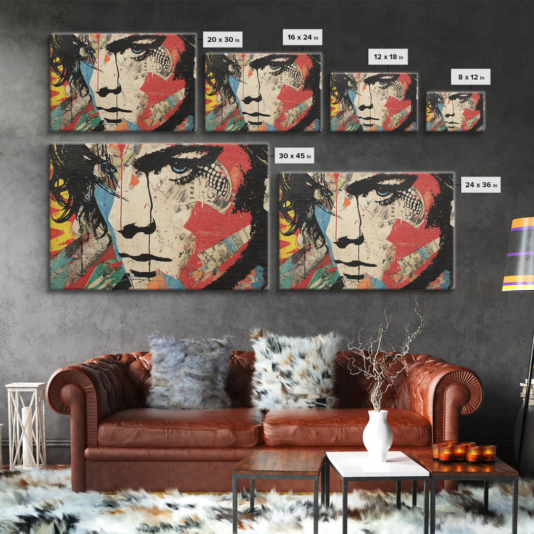 Bold Stencil Portrait Canvas Print, Street Art, Modern Decor, Living Room Decor, Fine Art, Urban, Poster, Wall Decor, STR-3x2-53