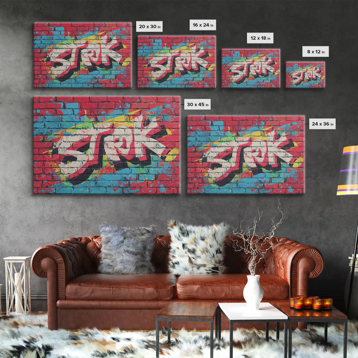 Brick Wall Texture Canvas Print, Street Art, Art Print, Living Room Decor, Abstract Art, Urban, Original Painting, STR-3x2-56