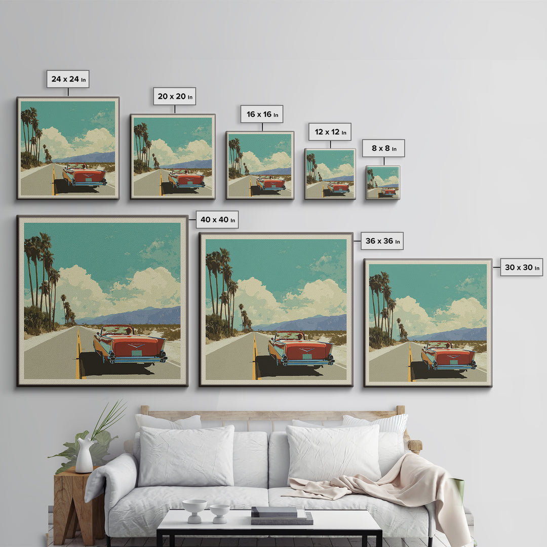 Route 66 Desert Road Framed Canvas Print, Travel Poster(2), Downloadable Prints, Living Room Decor, Watercolor Art, Voyage, TPO-1x1-39