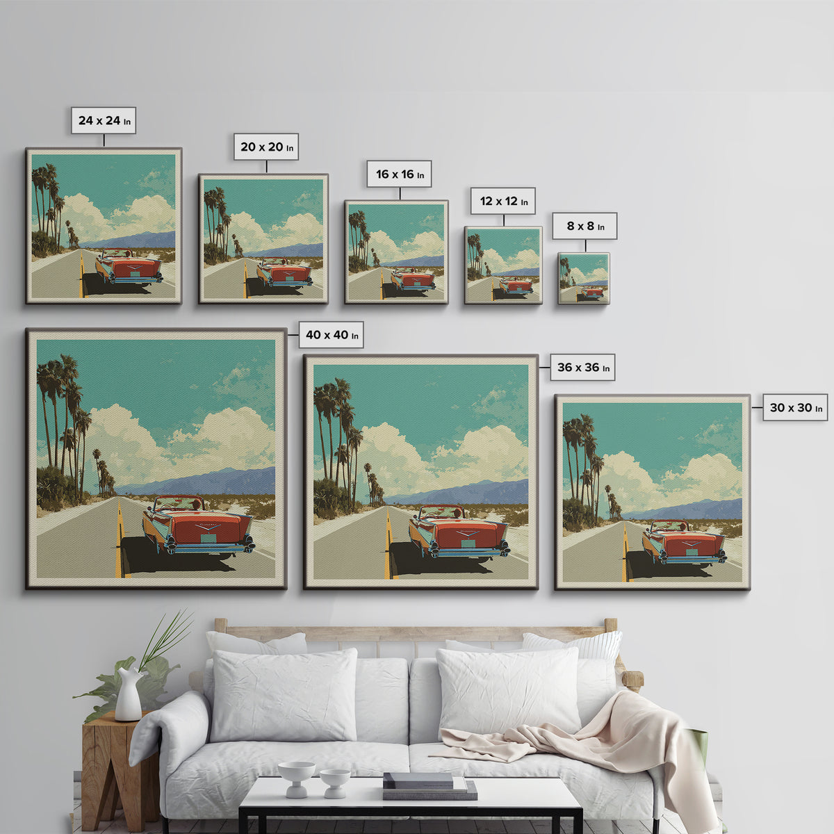 Route 66 Desert Road Framed Canvas Print, Travel Poster(2), Downloadable Prints, Living Room Decor, Watercolor Art, Voyage, TPO-1x1-39