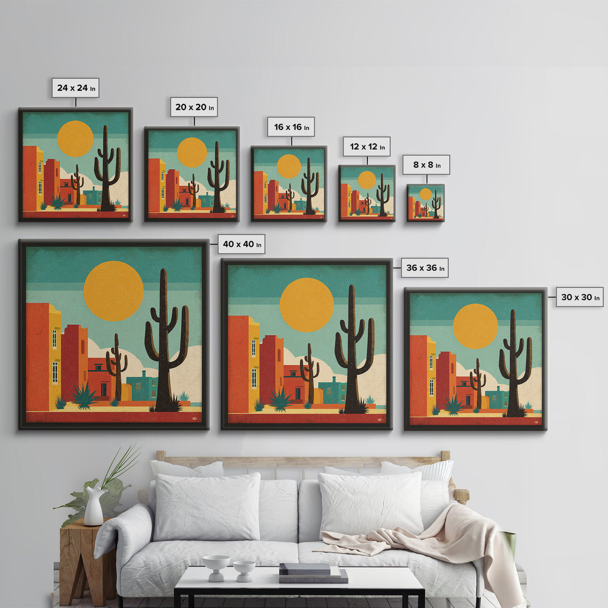Mexico Cactus and Sun Travel Poster Canvas Print, Travel Poster(2), Wall Decor, Living Room Decor, Fine Art, Voyage, Wall Art, TPO-1x1-69