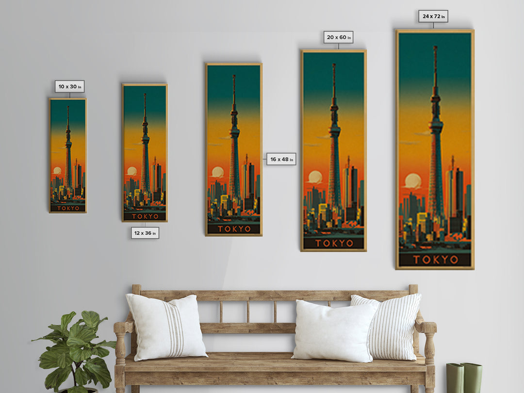 Tokyo Night Skyline Canvas Print, Travel Poster(2), Room Decor, Living Room Decor, Fine Art, Voyage, Travel Gift, Wall Hanging, TPO-1x3-17