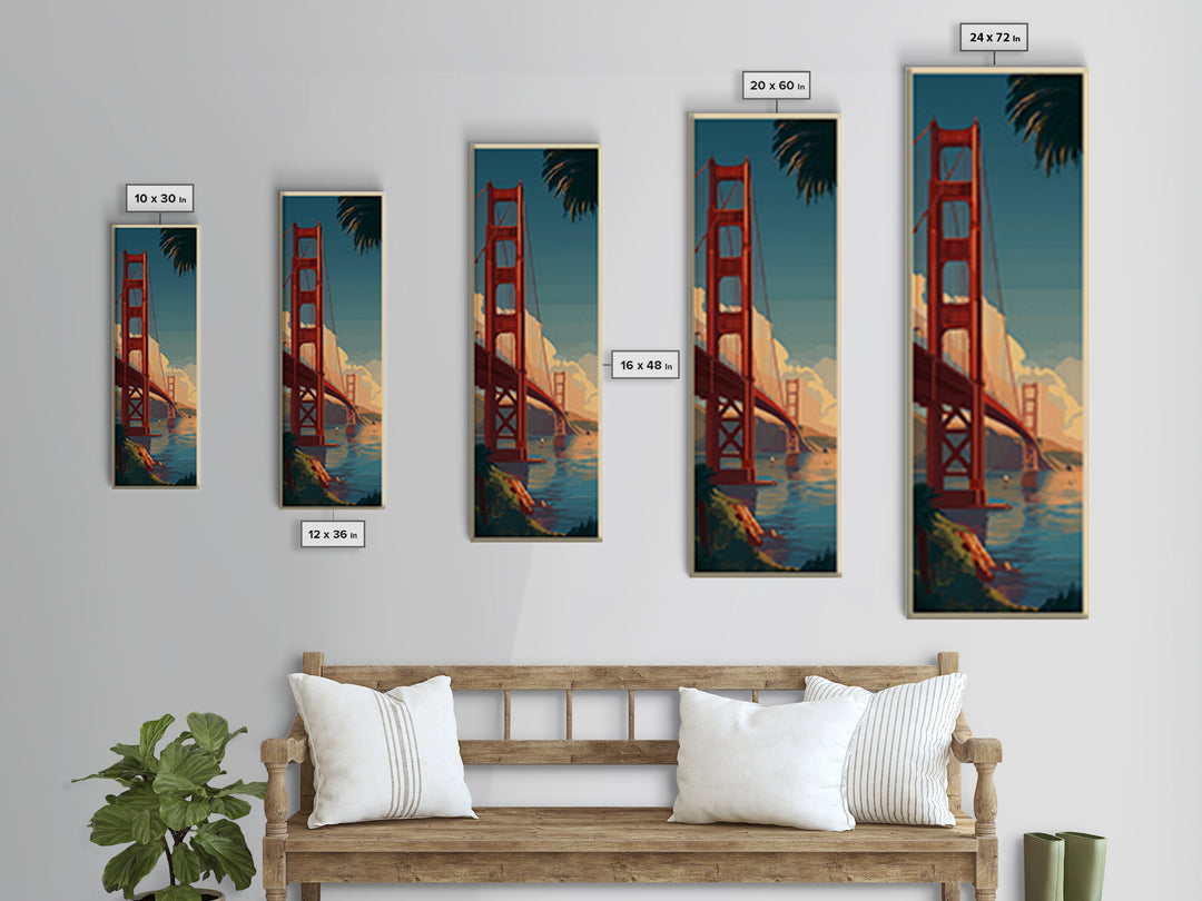 New York Bridge at Sunrise Canvas Print, Travel Poster(2), Travel Poster, Living Room Decor, Fine Art, Voyage, TPO-1x3-18