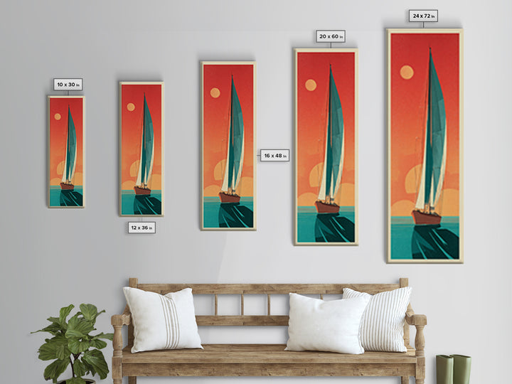 Greek Island Sailboat and Sun Poster Canvas Print, Travel Poster(2), Room Decor, Living Room Decor, Fine Art, Voyage, TPO-1x3-28