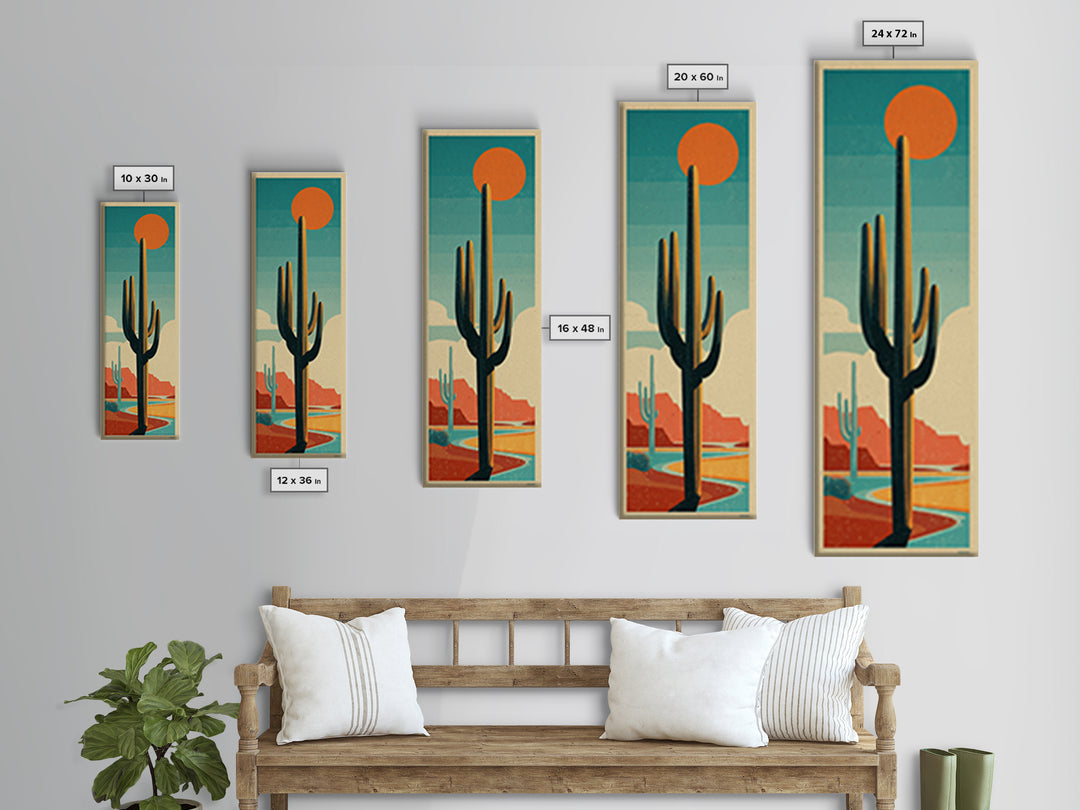 Mexico Cactus and Sun Travel Poster Canvas Print, Travel Poster(2), Modern Decor, Living Room Decor, Fine Art, Voyage, TPO-1x3-57