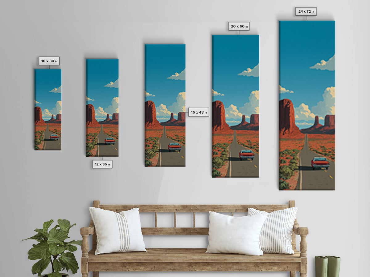Route 66 Desert Road Canvas Print, Travel Poster(2), Travel Poster, Living Room Decor, Fine Art, Voyage, Textured Painting, TPO-1x3-99