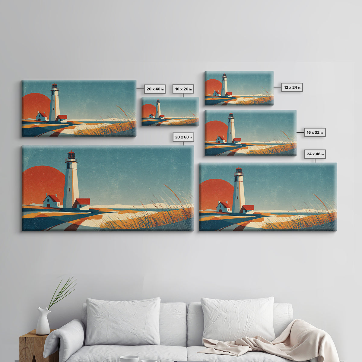 Cape Cod Lighthouse Summer Poster Framed Canvas Print, Travel Poster(2), Modern Decor, Living Room Decor, Fine Art, Voyage, TPO-2x1-14