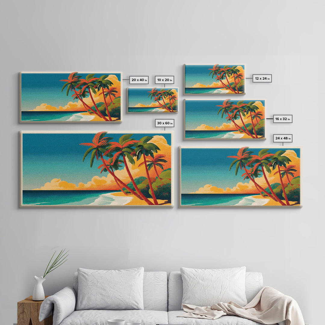 Tropical Island Lagoon Poster Framed Canvas Print, Travel Poster(2), Fine Art Print, Living Room Decor, Fine Art, Voyage, TPO-2x1-20