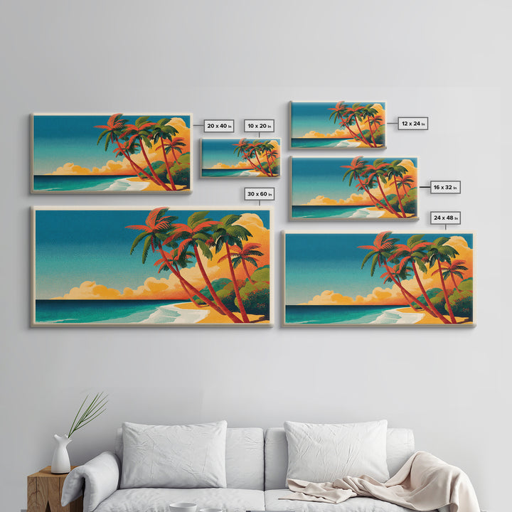 Tropical Island Lagoon Poster Framed Canvas Print, Travel Poster(2), Fine Art Print, Living Room Decor, Fine Art, Voyage, TPO-2x1-20
