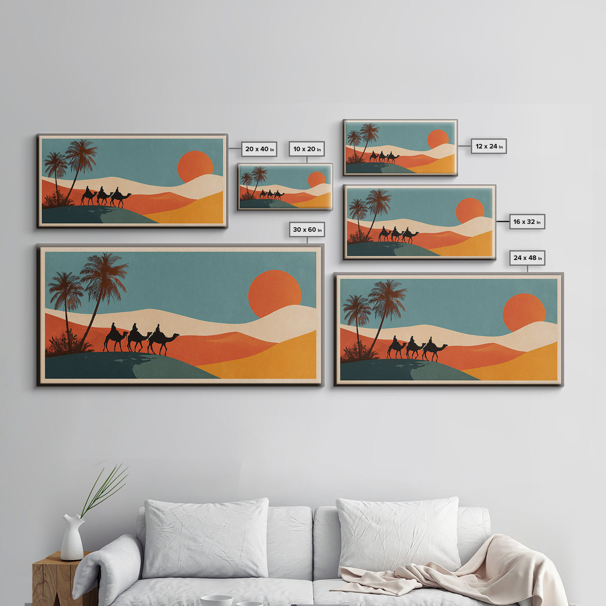 Moroccan Desert Caravan Travel Poster Framed Canvas Print, Travel Poster(2), Modern Decor, Living Room Decor, Fine Art, Voyage, TPO-2x1-27