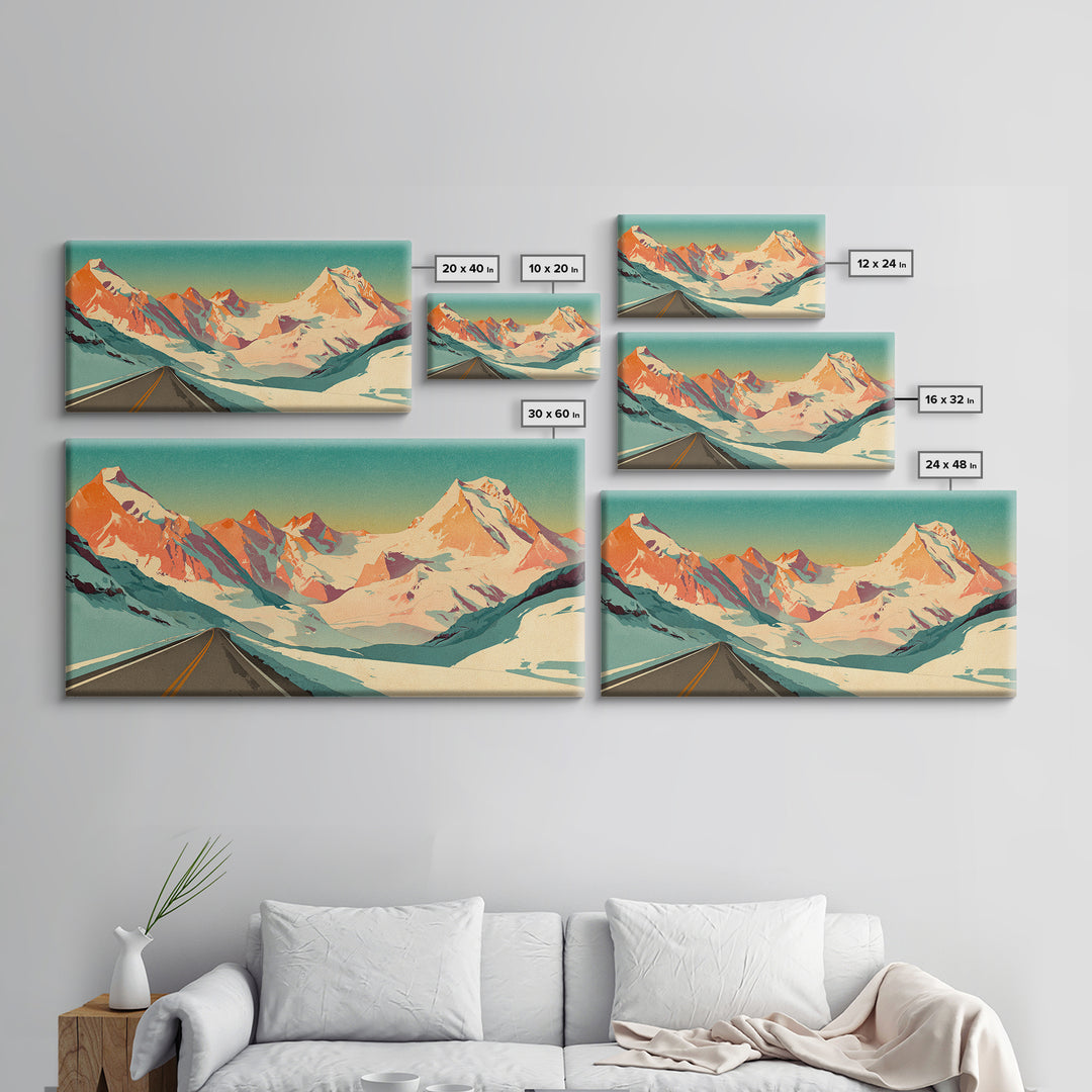 Swiss Alps Ski Poster Framed Canvas Print, Travel Poster(2), Minimalist Decor, Living Room Decor, Voyage, Printable Art, TPO-2x1-28