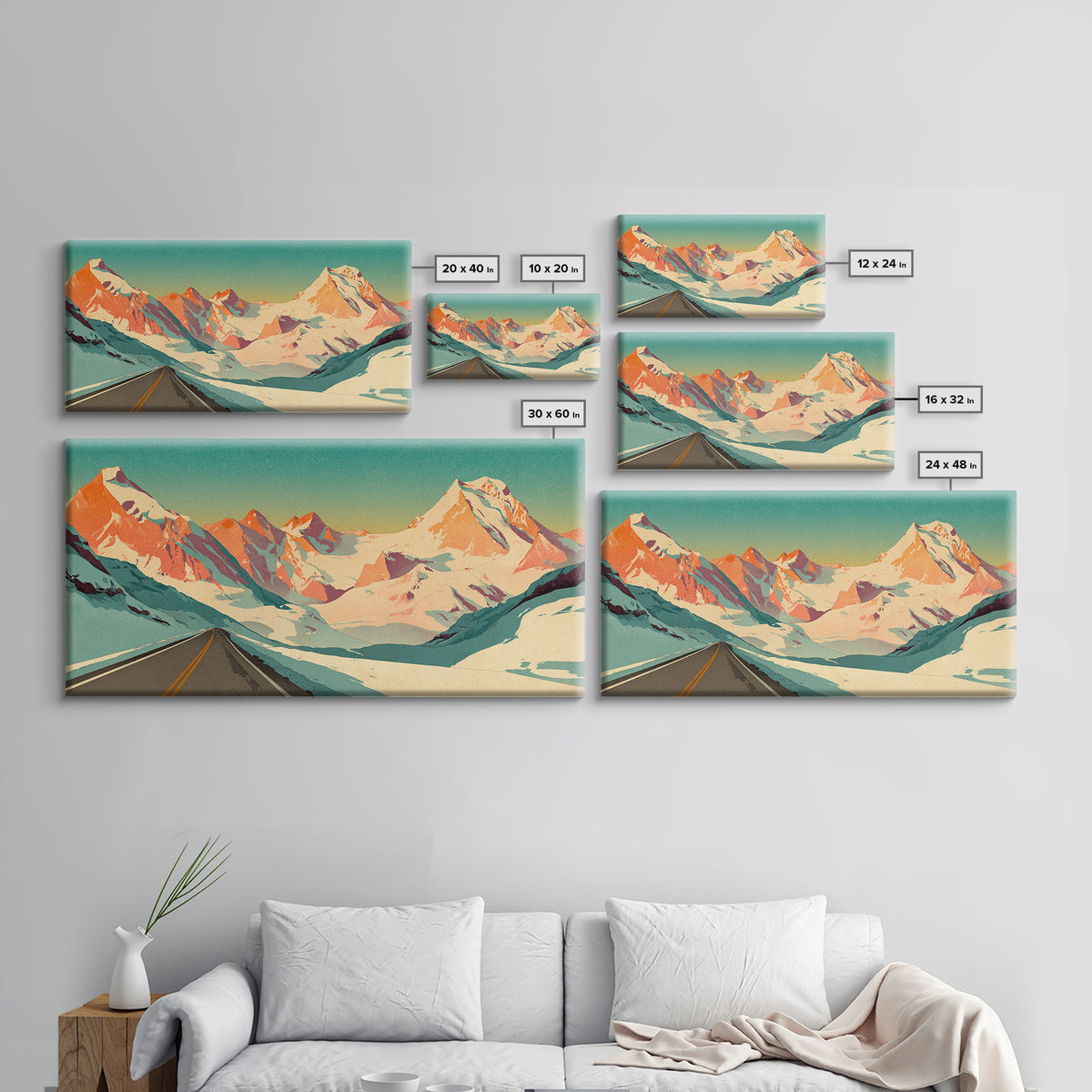 Swiss Alps Ski Poster Framed Canvas Print, Travel Poster(2), Minimalist Decor, Living Room Decor, Voyage, Printable Art, TPO-2x1-28