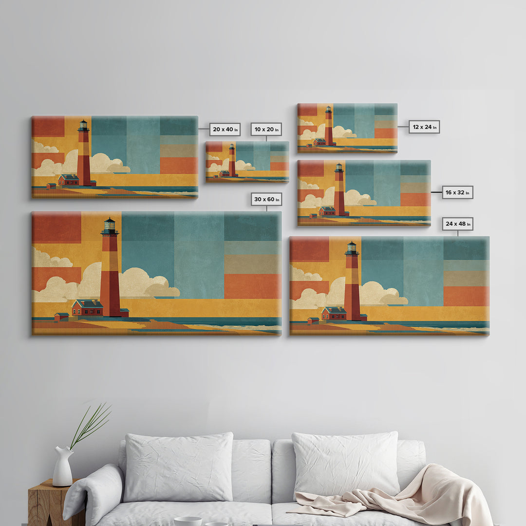 Cape Cod Lighthouse Summer Poster Framed Canvas Print, Travel Poster(2), Modern Decor, Living Room Decor, Fine Art, Voyage, TPO-2x1-38