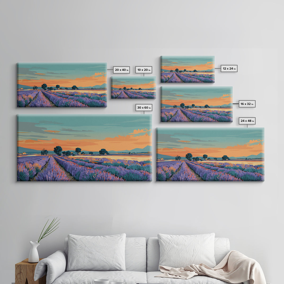Provence Lavender Field Poster Framed Canvas Print, Travel Poster(2), Art Print, Living Room Decor, Fine Art, Voyage, TPO-2x1-43