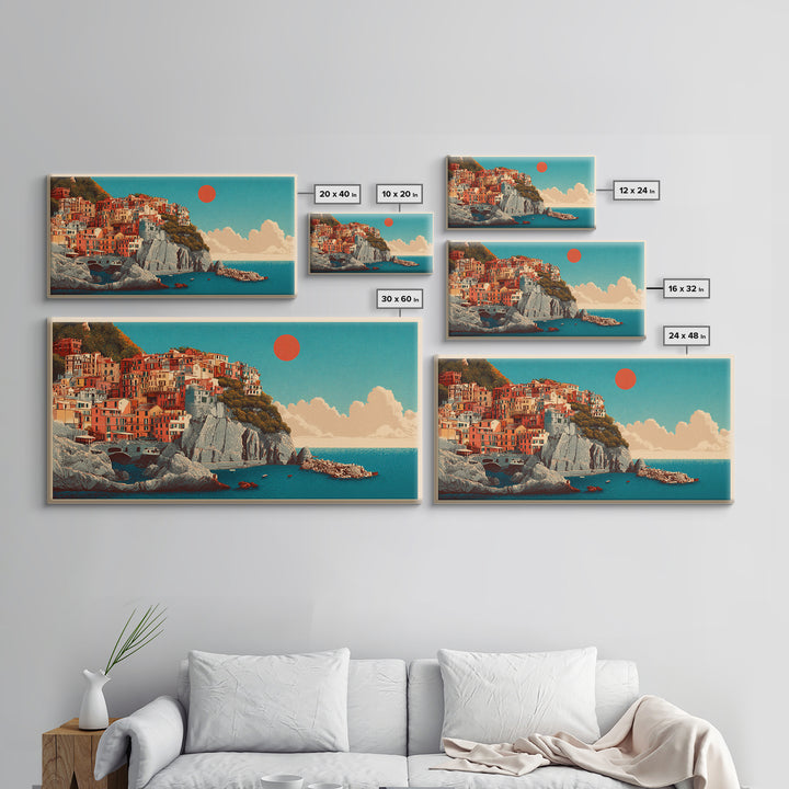 Cinque Terre Colorful Cliff Village Poster Canvas Print, Travel Poster(2), Digital Wall Art, Living Room Decor, Voyage, TPO-2x1-64
