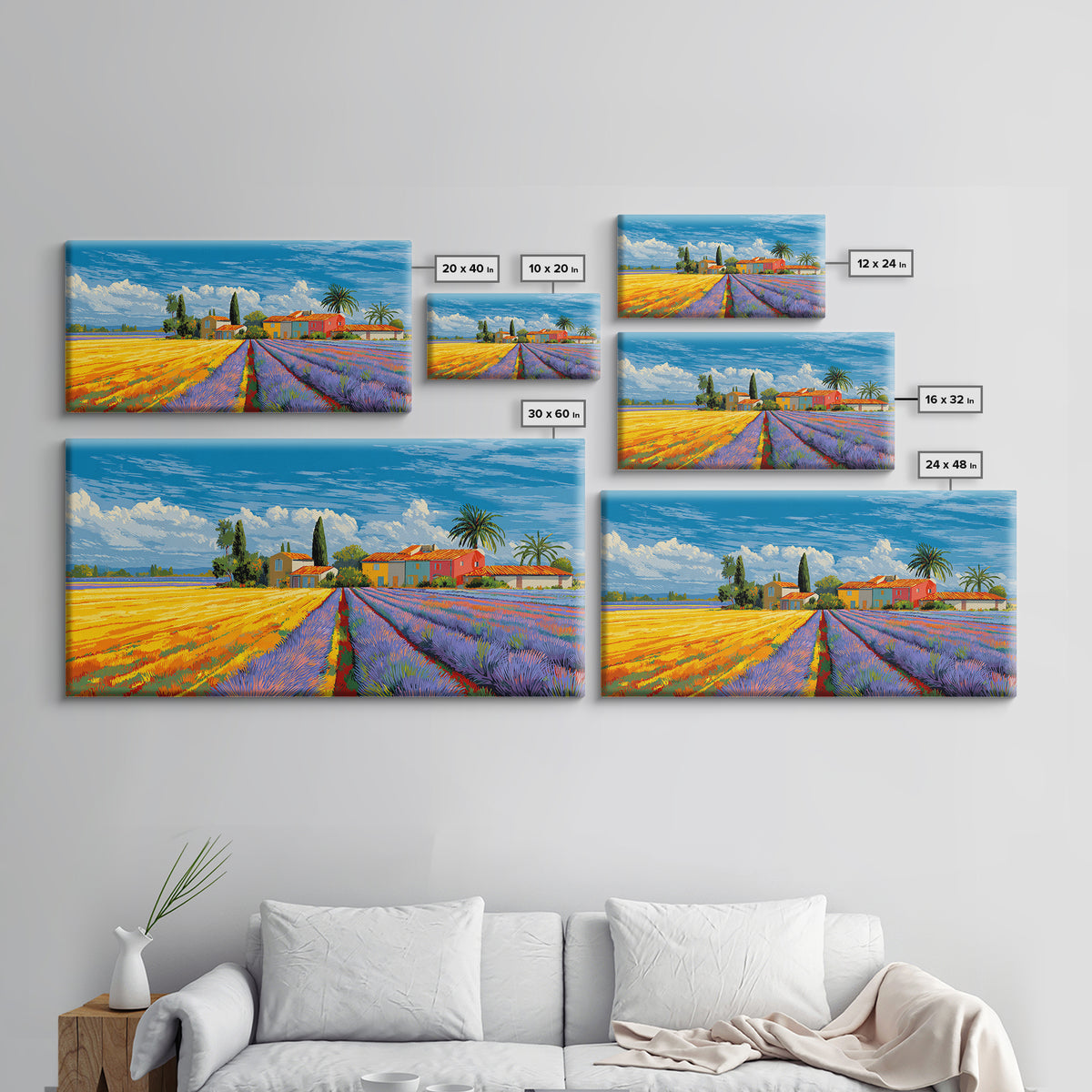 Provence Lavender Field Poster Framed Canvas Print, Travel Poster(2), Landscape Prints, Living Room Decor, Fine Art, Voyage, TPO-2x1-67
