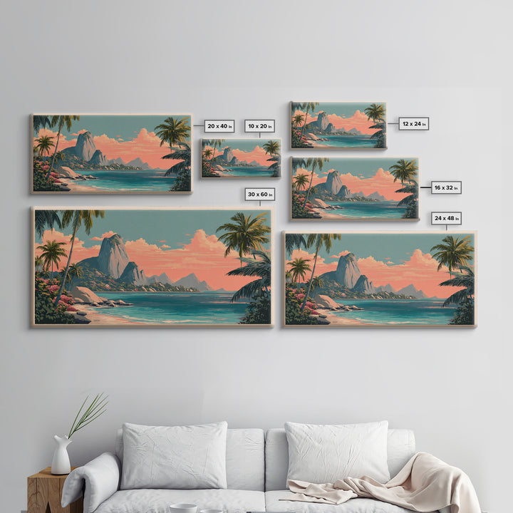 Tropical Island Lagoon Poster Canvas Print, Travel Poster(2), Travel Gift, Living Room Decor, Voyage, Colorful Wall Art, TPO-2x1-68