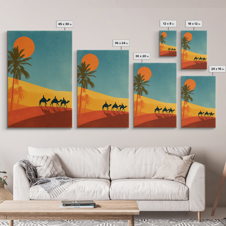 Moroccan Desert Caravan Travel Poster Canvas Print, Travel Poster(2), Gallery Decor, Living Room Decor, Oil Painting, Voyage, TPO-2x3-15