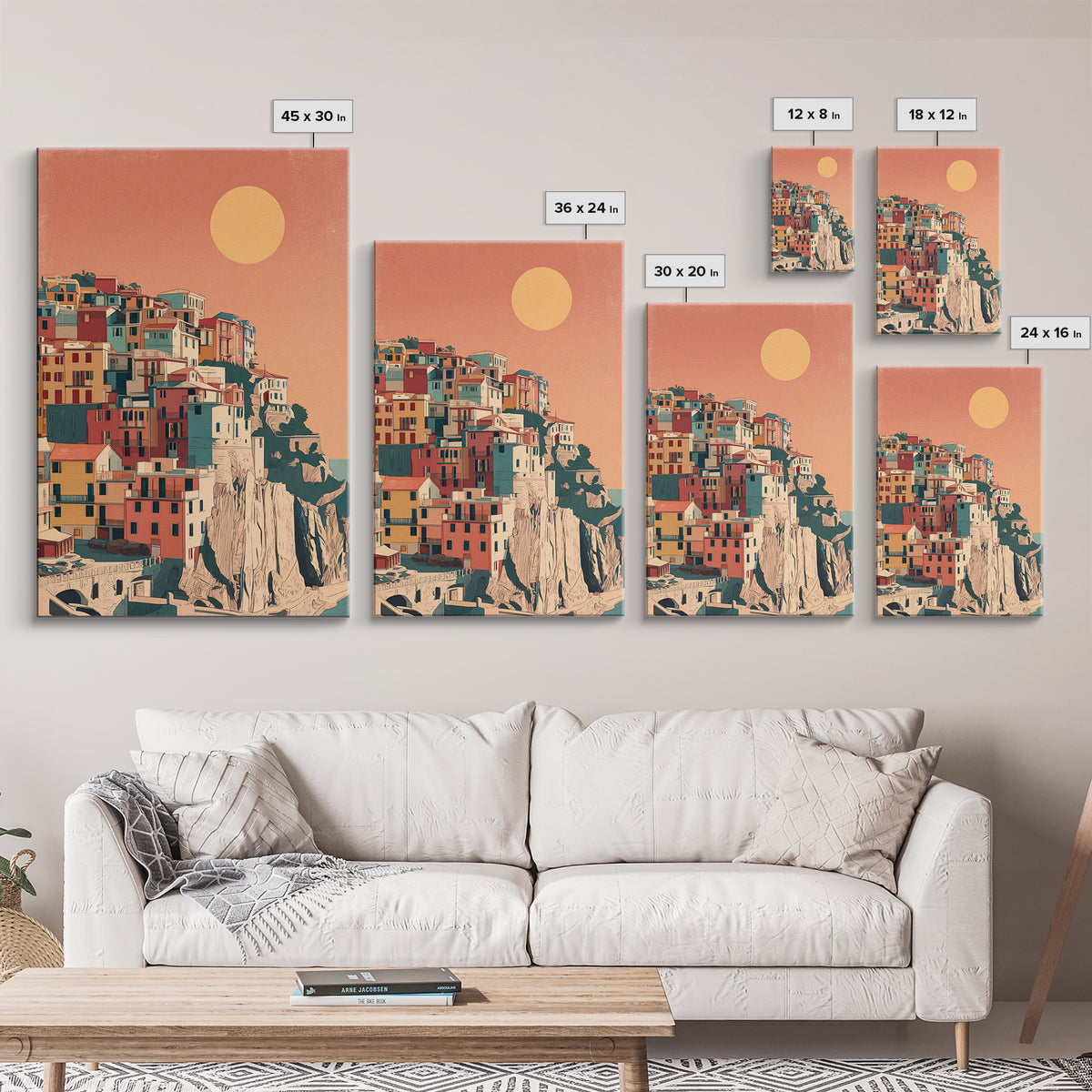 Cinque Terre Colorful Cliff Village Poster Canvas Print, Travel Poster(2), Living Room Wall Art, Living Room Decor, Voyage, TPO-2x3-28