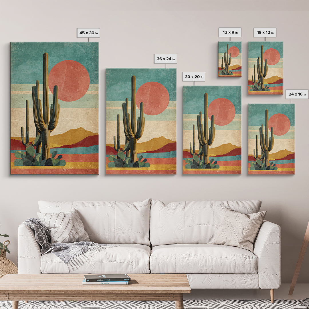 Mexico Cactus and Sun Travel Poster Canvas Print, Travel Poster(2), Home Decor, Living Room Decor, Voyage, Coastal Wall Art, TPO-2x3-29