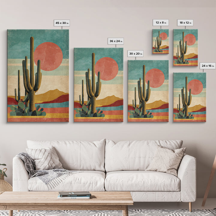 Mexico Cactus and Sun Travel Poster Canvas Print, Travel Poster(2), Home Decor, Living Room Decor, Voyage, Coastal Wall Art, TPO-2x3-29