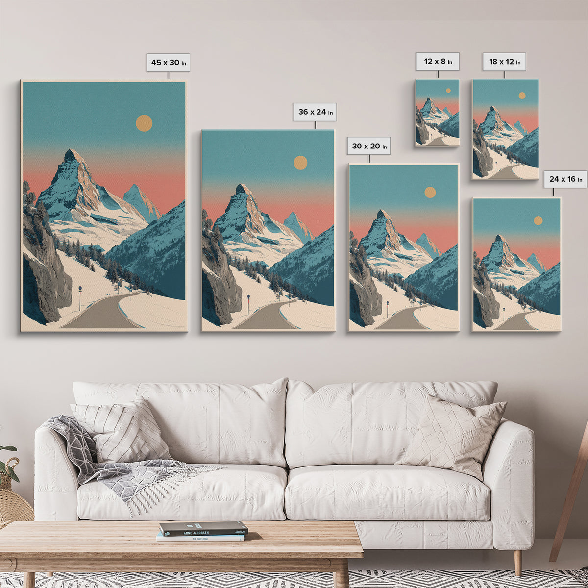 Swiss Alps Ski Poster Framed Canvas Print, Travel Poster(2), Room Decor, Living Room Decor, Fine Art, Voyage, Travel Gift, TPO-2x3-64