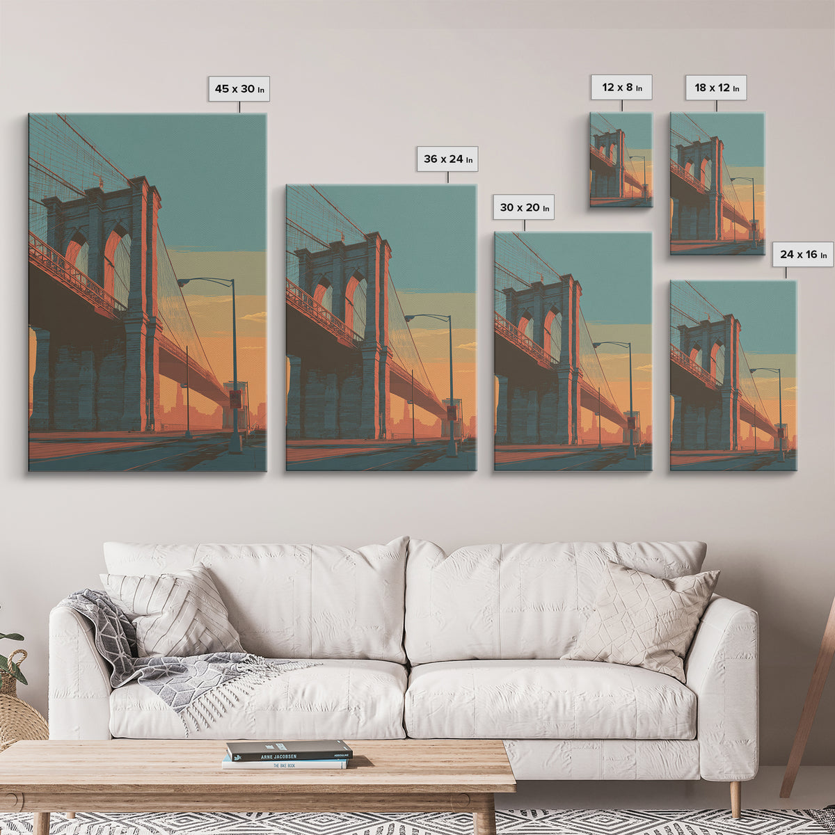 New York Bridge at Sunrise Canvas Print, Travel Poster(2), Printable Wall Art, Living Room Decor, Voyage, Downloadable Prints, TPO-2x3-86