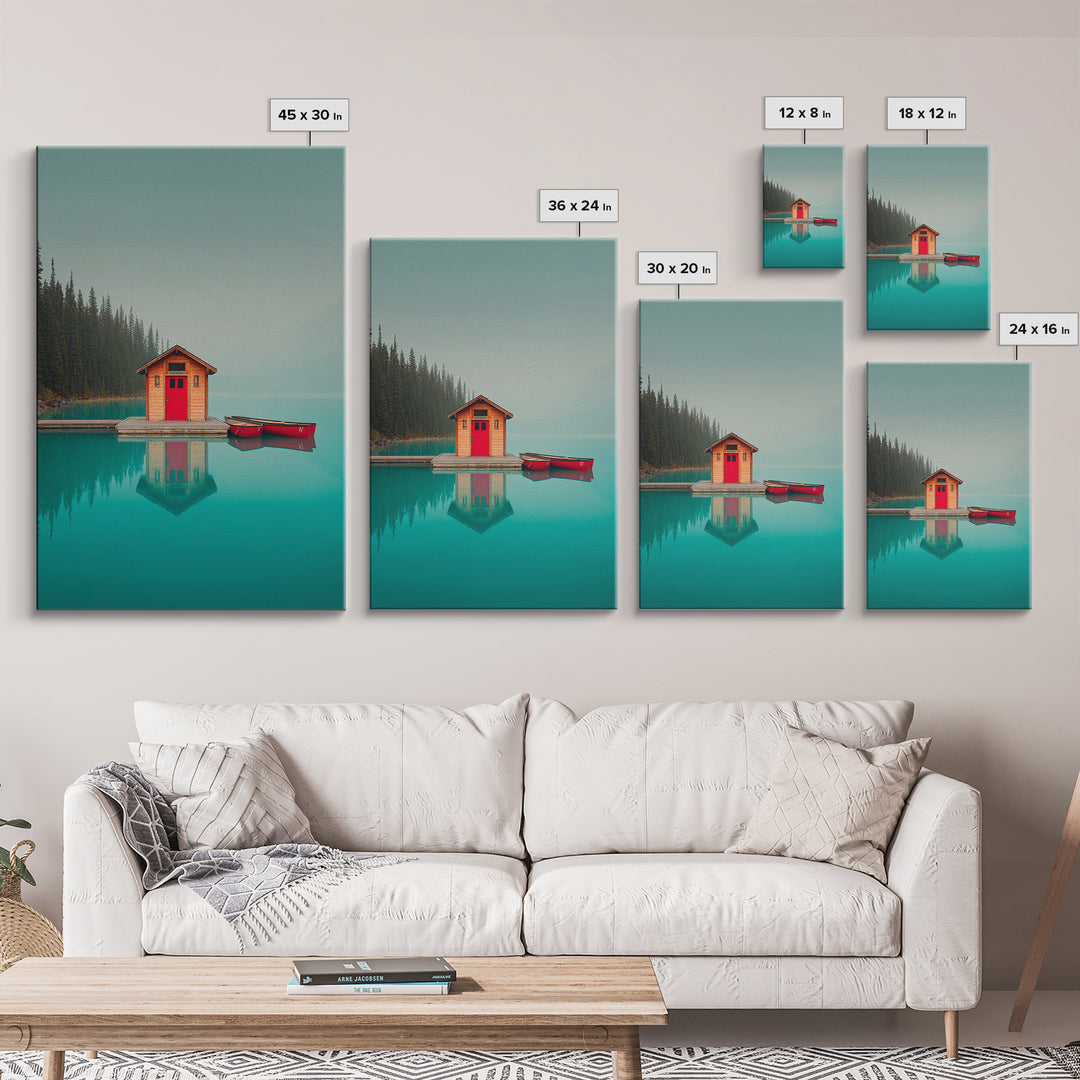 Banff Lake with Turquoise Water Canvas Print, Travel Poster(2), Set of 3 Wall Art, Living Room Decor, Fine Art, Voyage, TPO-2x3-99