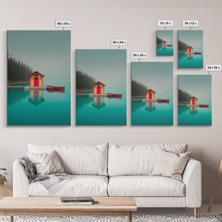 Banff Lake with Turquoise Water Canvas Print, Travel Poster(2), Set of 3 Wall Art, Living Room Decor, Fine Art, Voyage, TPO-2x3-99