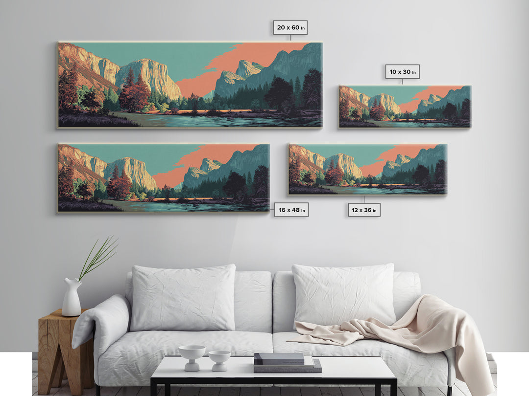 Yosemite Valley Graphic Canvas Print, Travel Poster(2), Fine Art Print, Living Room Decor, Fine Art, Voyage, Posters, TPO-3x1-19