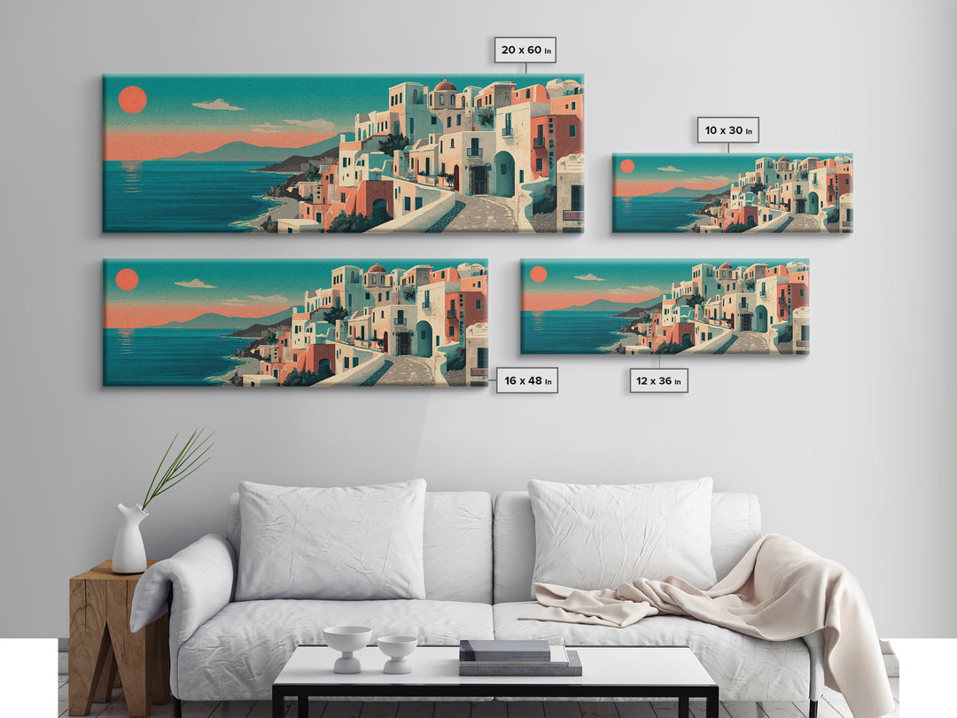 Santorini White Buildings and Cobalt Water Canvas Print, Travel Poster(2), City Wall Art, Living Room Decor, Fine Art, Voyage, TPO-3x1-20