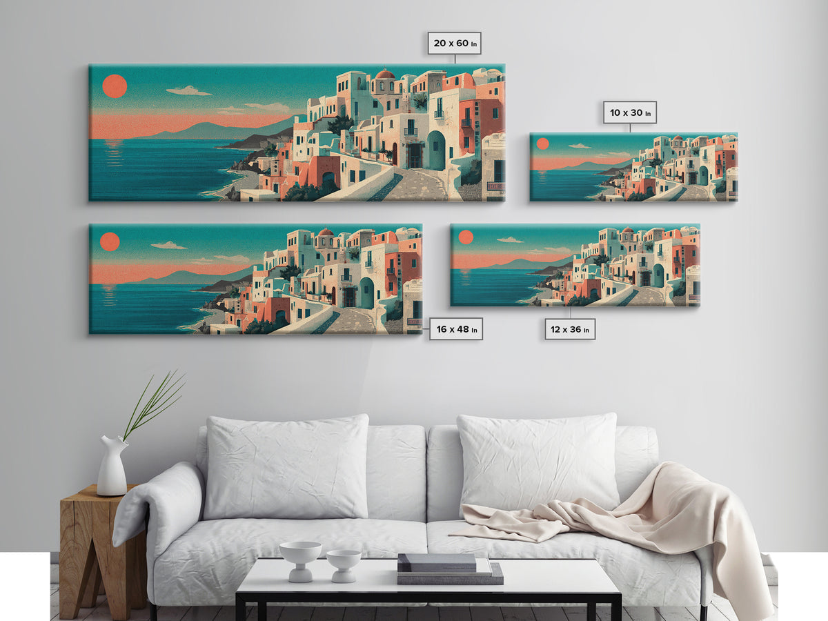 Santorini White Buildings and Cobalt Water Canvas Print, Travel Poster(2), City Wall Art, Living Room Decor, Fine Art, Voyage, TPO-3x1-20
