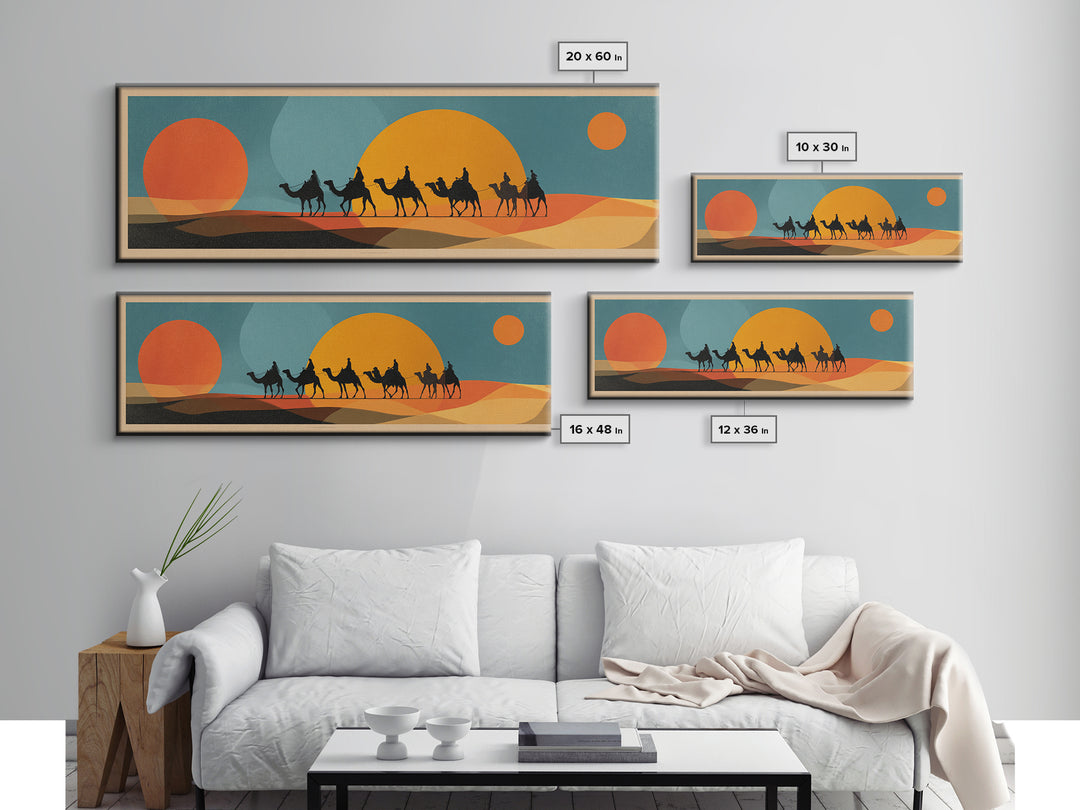 Moroccan Desert Caravan Travel Poster Framed Canvas Print, Travel Poster(2), Statement Artwork, Living Room Decor, Voyage, TPO-3x1-23