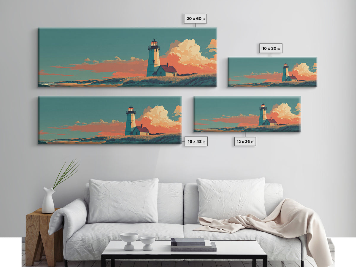 Cape Cod Lighthouse Summer Poster Canvas Print, Travel Poster(2), Digital Wall Art, Living Room Decor, Fine Art, Voyage, TPO-3x1-34