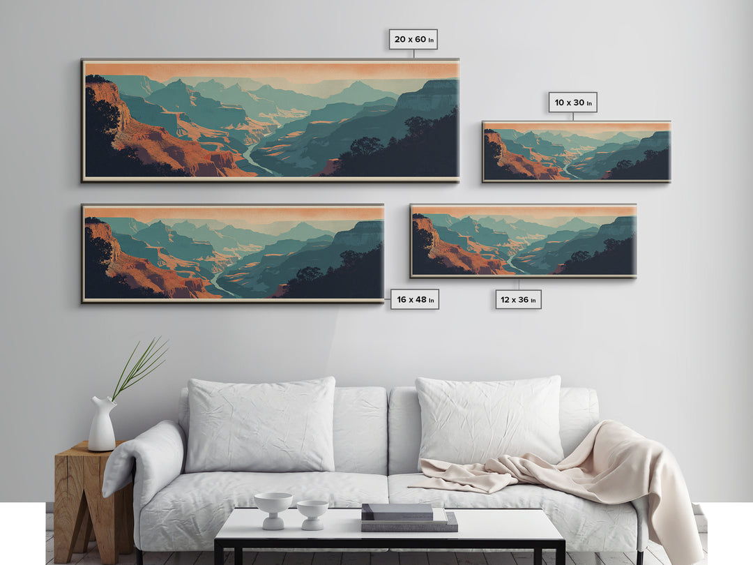 Grand Canyon Sunset Canvas Print, Travel Poster(2), Digital Print, Living Room Decor, Fine Art, Voyage, Mid Century Wall Art, TPO-3x1-75