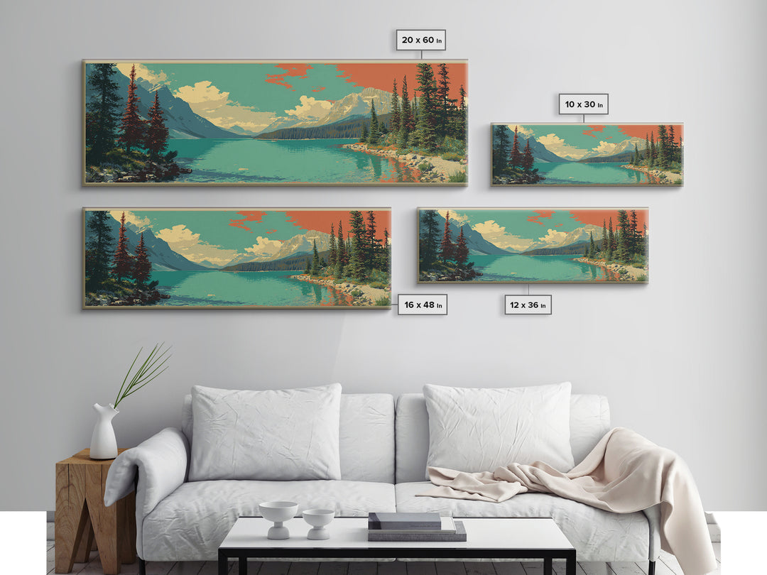 Banff Lake with Turquoise Water Canvas Print, Travel Poster(2), Printable Wall Art, Living Room Decor, Fine Art, Voyage, TPO-3x1-83