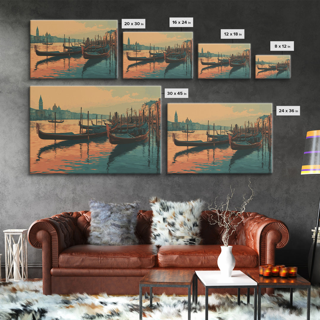 Venice Gondola Silhouette Canvas Print, Travel Poster(2), Living Room Wall Art, Living Room Decor, Voyage, City Wall Art, TPO-3x2-16
