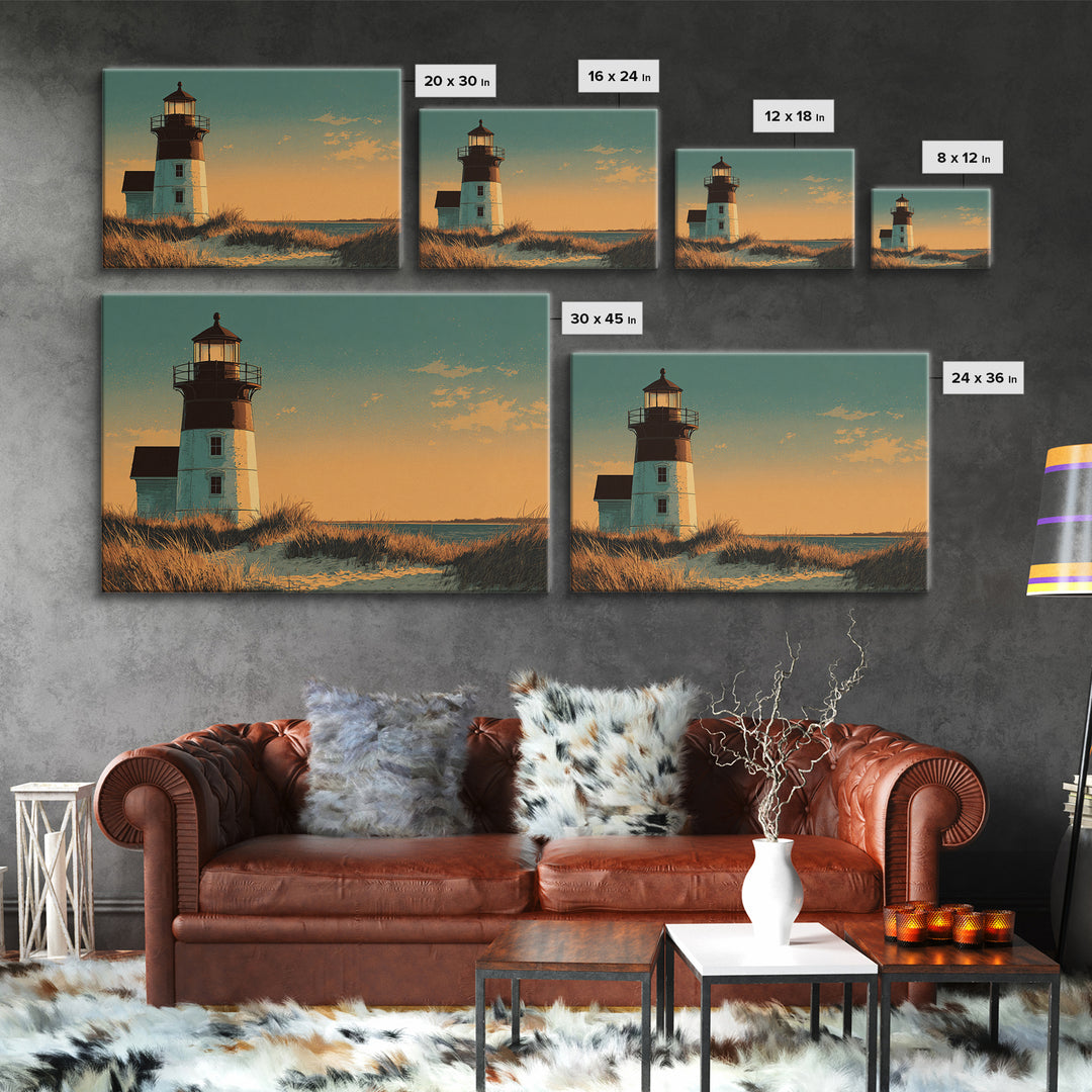 Cape Cod Lighthouse Summer Poster Canvas Print, Travel Poster(2), Wall Hanging, Living Room Decor, Voyage, Landscape Art, TPO-3x2-22
