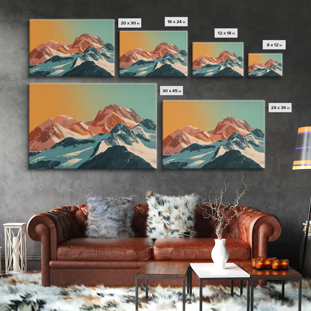Swiss Alps Ski Poster Framed Canvas Print, Travel Poster(2), Downloadable Prints, Living Room Decor, Fine Art, Voyage, TPO-3x2-36