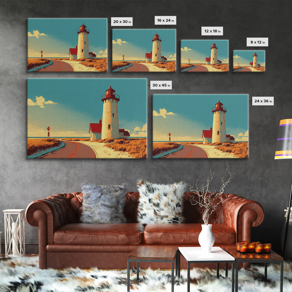 Cape Cod Lighthouse Summer Poster Framed Canvas Print, Travel Poster(2), Coastal Wall Art, Living Room Decor, Fine Art, Voyage, TPO-3x2-46